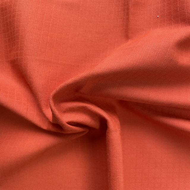 210gsm Orange meta aramid plaid Fireproof fabric 