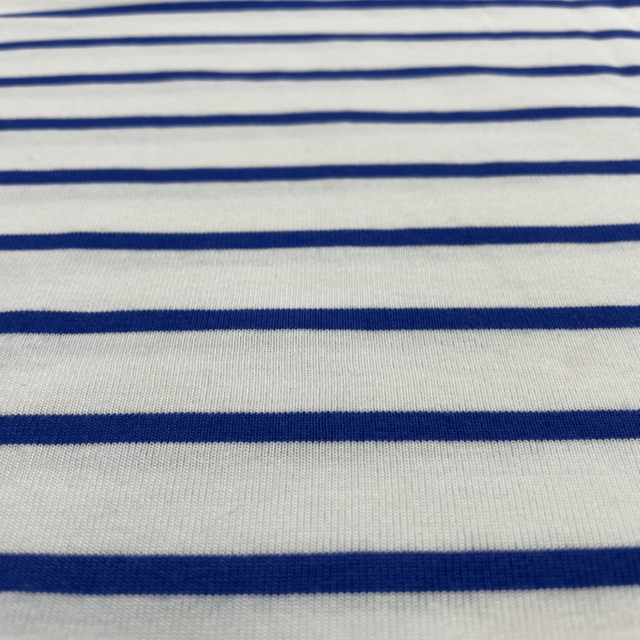 210gsm Navy Blue Strips Modacrylic Cotton Flame Retardant Knitted Fabric